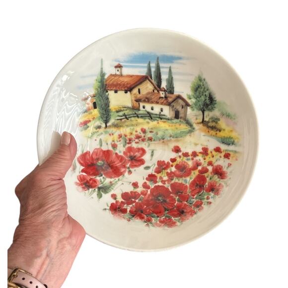 Ceramica Cuore Made in Italy Tuscan Poppies 8.5” Bowl